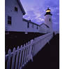 Pemaquid Point Light and Fence at Dusk, Maine